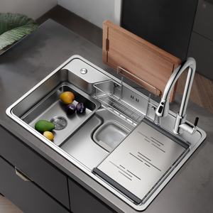 Fregadero de cocina grande de un solo seno de acero inoxidable 304 para lavado de verduras, de montaje bajo encimera, con patrón en relieve - Product Image 1