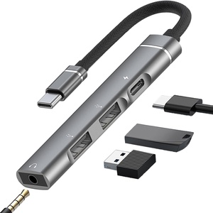Oem ODM USB C HUB 4 trong 1 dữ liệu USB 3.<span class=keywords><strong>0</strong></span> por Hub nhôm Docking Station USB Hub với jack 3.5 mét cổng cho máy tính xách tay và p trau dồi - Product Image 1