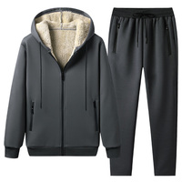 Sherpa Fleece Gefüttertes Hoodie-Set für Herren Zweiteiliger Reißverschluss-Trainingsanzug Winter Dicker Warmer Cardigan Sweatshirt mit Jogginghose