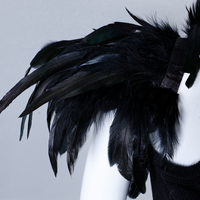 Châle gothique noir en plumes avec sangle réglable pour Halloween, cosplay, performance scénique et fête