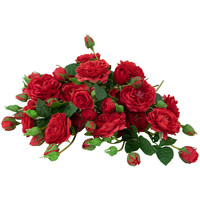 Fleurs Artificielles Effet Naturel Roses Camélia Rouges à Longue Tige, Roses en Soie pour Bouquet de Mariée DIY, Décoration de Mariage et Maison, Fleurs Synthétiques