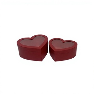 Caja de Regalo de Flores de Cartón Biodegradable Especial en Forma de Corazón con Ventana y Forro de Esponja, Juego de Dos Piezas - Product Image 4