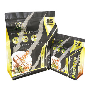 Sachet debout à fond plat imprimé sur mesure pour poudre de protéines de lactosérum, créatine monohydratée, café, avec fermeture éclair - Product Image 2