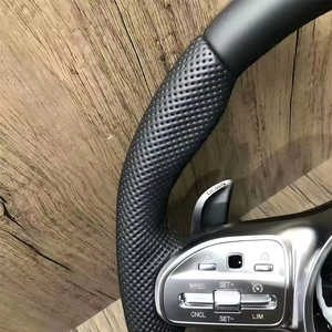 Volante Deportivo Modificado SOON TODA en Cuero Beige con Líneas Blancas Perforadas para <span class=keywords><strong>Mercedes</strong></span> <span class=keywords><strong>Benz</strong></span> GLA GLB GLC GLE CLS ZC-809-P70-F - Product Image 5