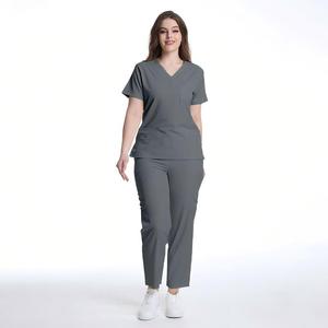 Combinaison de travail de haute qualité à col en V et manches courtes pour femmes, uniforme d'infirmière et de médecin pour clinique et institut de beauté - Product Image 4