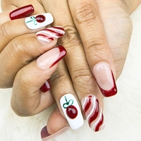 Uñas a presión estilo navideño cuadrado corto reutilizable fábrica al por mayor