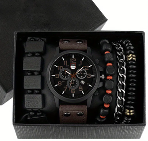 Wholesale Men Fashionable Round <strong>Pointer</strong> Quartz Watch With 4pcs Bracelets Set Montre Homme Gift Sets - Product Image 2