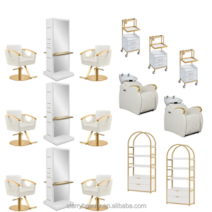 Table de salon moderne avec tiroir et miroir simple face, structure en fer, éclairage LED pour coiffure - Product Image 1