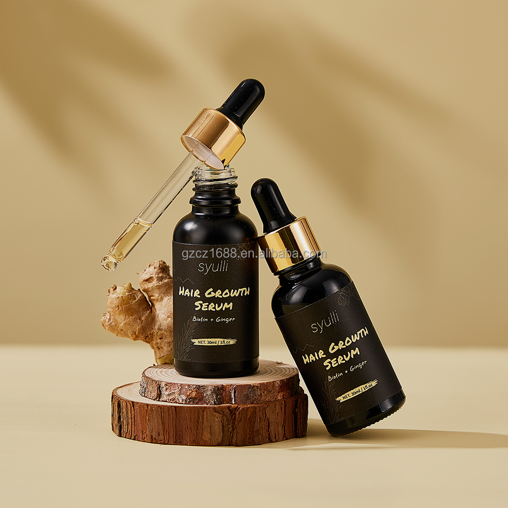 Commercio all'ingrosso Private Label Natural Organic Herbal Ginger biotina Anti perdita di capelli che aumenta il siero per la crescita rapida dei capelli