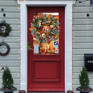 Coronas de Otoño con Bayas de Eucalipto, Calabazas, Hojas de <span class=keywords><strong>Orejas</strong></span> de Cordero, <span class=keywords><strong>para</strong></span> Decoración de Paredes, Hogar, Exteriores y Festividades de Acción de Gracias - Product Image 4