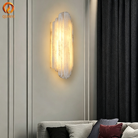Applique Murale LED de Luxe en Marbre Italien avec Abat-jour en Albâtre, Design Anti-éblouissement pour Chambre à Coucher, Chevet, Appartement, Intensité Réglable Personnalisable