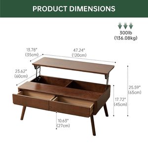 Tavolino portatile, cassetto in pino, scomparti nascosti, forma rettangolare, mobili per la casa personalizzati - Product Image 2