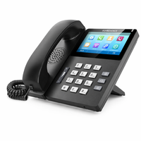 Téléphone IP haut de gamme Flyingvoice FIP15G Plus, écran tactile IPS 4,3 pouces, 10 SIP, 64 DSS, double Gigabit, WiFi, PoE, USB, système d'exploitation Linux, noir, bureau
