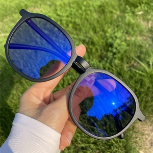 Kính mắt nữ thời trang chống ánh sáng xanh đổi màu 2024, gọng tròn lớn TR90, màu đen, chống chói, thương hiệu Qingqing - Product Image 4