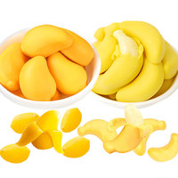 Factory Wholesale OEM Fruit Shape Peelable Gummy Candy Mango Litchi Grape Banana Peeling Soft Candies