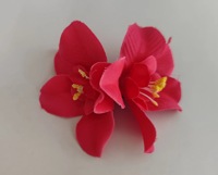 Nuevo Clip para el Pelo con Orquídea de Doble Flor Grande de Gasa Artificial para Bodas en la Playa y Fiestas para Mujeres