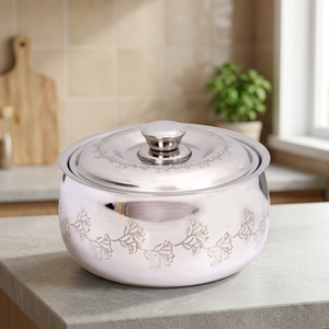 Stainless Steel Casserole <b>Pot</b> With <b>Lid</b> Round Minimalist Design Durable Metal Cookware For Gas And Induction Stoves - Product Image 4