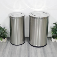 Poubelle de rangement en acier inoxydable de 54 litres, type à couvercle roulant, écologique, argentée, debout, pour usage intérieur, hall, bureau