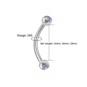 Muestra Gratuita <span class=keywords><strong>de</strong></span> Joyería para <span class=keywords><strong>Piercing</strong></span> Corporal, Anillos <span class=keywords><strong>de</strong></span> Lengua Curvos con Ojos <span class=keywords><strong>de</strong></span> <span class=keywords><strong>Serpiente</strong></span> Coloridos - Product Image 2