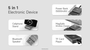 Hot bán không dây cảm ứng 5 trong 1 phí từ ngân hàng điện loa với âm nhạc điện thoại đứng 2025 thứ tự đầu tiên vận chuyển giảm giá - Product Image 6