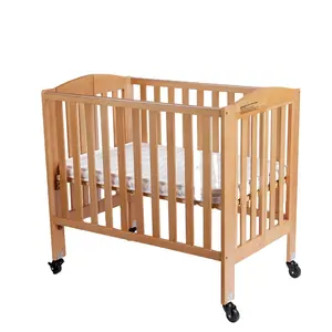 High quality hotel heights adjustable luxury foldable vintage baby wooden crib