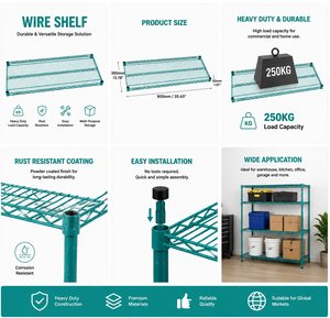 ระบบชั้นวางของอเนกประสงค์เชิงพาณิชย์และอุตสาหกรรม SIMPLY 2448 Poly-Green Epoxy Wire Steel ขนาด 48 นิ้ว กว้าง x 24 นิ้ว ลึก รับน้ำหนักได้ 600-800 ปอนด์ - Product Image 6