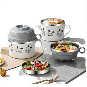 ชามเด็กยี่ห้อ Yuedisi ผลิตจากสแตนเลส 304 แบบใช้แล้วทิ้ง เป็นมิตรกับสิ่งแวดล้อม กล่องอาหารกลางวันแบบเบนโตะ ชามบะหมี่กึ่งสำเร็จรูปสำหรับเด็ก  สามารถปรับแต่งได้ - Product Image 3