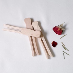 Piquet à vêtements en bois de forme ronde et plate/Clip pour bâtons artisanaux de bricolage/piquet de poupée décoré d'artisanat en bois - Product Image 3