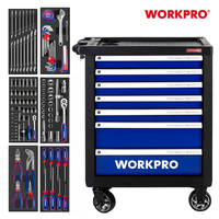 Banc de travail professionnel WORKPRO à 7 tiroirs, chariot à outils roulant en métal pour atelier et garage, armoire à outils sur roulettes