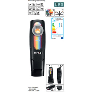 Lámpara de Trabajo LED Recargable Yato, Batería de 2600 mAh, 400 lm, Gancho Magnético, Portátil, para Uso en Talleres - Product Image 3