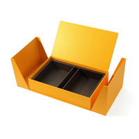 Boîte cadeau de luxe recyclable et écologique à double porte avec estampage à chaud doré personnalisé et finition effet délavé, emballage sur mesure