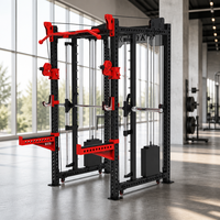 REYK Cage de musculation commerciale, Machine Smith, Appareil d'entraînement multifonctionnel, Équipement de force pour salle de sport, Système à double poulie, Rack réglable