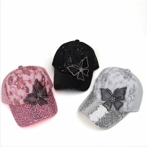 Casquette de camionneur unisexe en maille respirante avec sequins papillon, chapeau de soleil d'extérieur, casquette de baseball tendance - Product Image 2