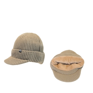 Novo Estilo Personalizado Adulto 100% Acrílico Malha Beanie Homens Cuff Beanie Cap Com Vidro - Product Image 5