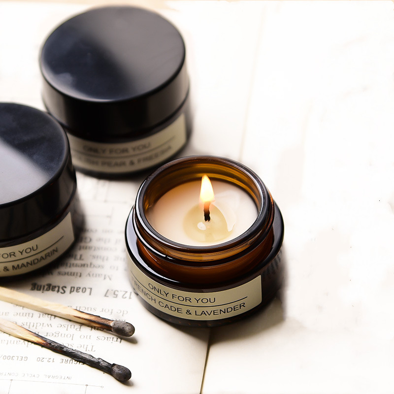 Ароматические бездымные свечи для ароматерапии из соевого воска, жестяная коробка, Ароматизированная Свеча для расслабления, удаление запаха