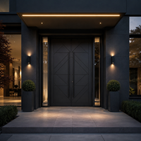 Puerta de Entrada Doble de Aluminio con Diseño Geométrico Moderno, con Características Antirrobo y Resistentes a la Intemperie para Exteriores de Viviendas
