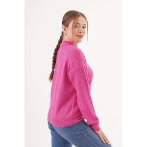 Suéter de Punto Fucsia con Cuello Alto para Mujer, Manga Larga, Casual, Antipilling, Calibre 16 Gg - Product Image 1