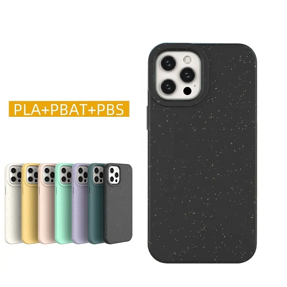 PBAT PLA PBS malzeme çevre dostu geri dönüşümlü biyobozunur cep kapak telefon iPhone için kılıf 13 Pro Max 12 Mini 11 XR XS max