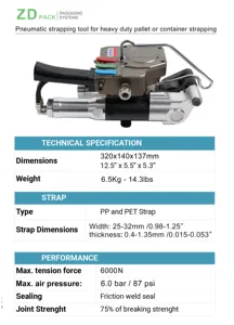 2024 Semi-Automatic Pneumatic Strapping Machine Securely Strapped Manual Packing Tool With 6000N Tension Tightening Force