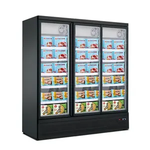 Supermarket Convenience Store Multideck Display Showcase Cooler Ice Cream Display Upright Frozen Food Freezer