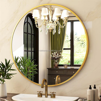 Miroir mural rond sur pied en alliage d'aluminium avec cadre métallique pour salon