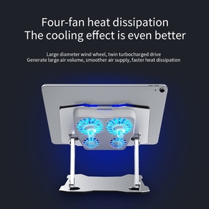 Fast Shipping X16 Aluminum Multi-functional Adjustable <b>Tablet</b> Folding <b>Stand</b> With 4 Cooling Fans <b>for</b> Cooling Fans <b>for</b> <b>Tablet</b> - Product Image 4