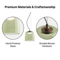 Lámpara Colgante LED de Vidrio Transparente Verde Claro con Base de Hierro, Estilo Moderno para Comedor, Dormitorio, Decoración de Interiores