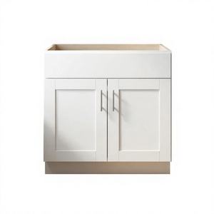 Gabinete Bajo de Cocina Moderno, Rectangular, de MDF Pintado en Blanco, con Acabado Lacado, para Montar en la Pared, de 24-29.9 Pulgadas de Profundidad, Sin Cajones - Product Image 1