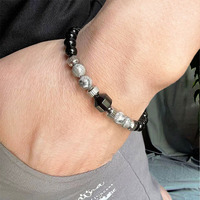 Pulsera de cuentas de piedra natural de nuevo diseño, cierre de acero inoxidable, pulseras de diseño personalizado, joyería para hombres
