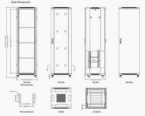 19 inch thùng máy chủ giá dữ liệu tủ 42U 600x1000 Kích thước mô-đun máy chủ Rack cho kim loại trung tâm dữ liệu trong kho - Product Image 4