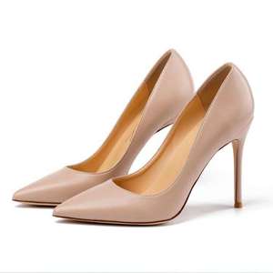 Elegantes Zapatos de Tacón de Aguja con Punta Fina y Boca Baja, Tallas Grandes, Color Albaricoque, Zapatos de Tacón de 8cm y 10cm, Sandalias de Tacón - Product Image 1