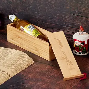 Factory Custom Red Wine Boxes Natural Color Single Bottle Gift Packaging Wooden Wine Bottle Box