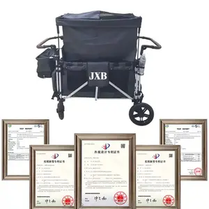 JXB Popular Design Two Seats Push Pull Baby Stroller Waggon Twin Double Kids Wagon With Accessories