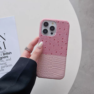 Funda de Cuero para iPhone con Diseño de Piel de Cocodrilo y Avestruz, Fabricación Directa de Fábrica, OEM/ODM, Personalizable de Alta Gama - Product Image 1